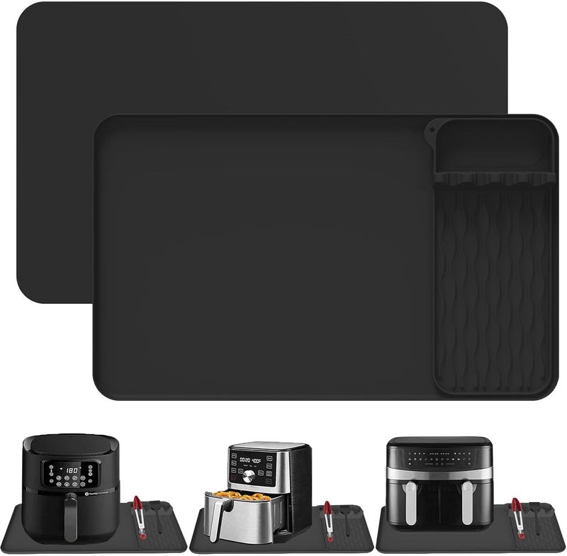 ZJSTRO Silicone Heat Resistant Mats for Countertop,25.59''x15.75''Air Fryer Mat with Kitchen Accessories Holder Pad Compatible with Ninja,Microwave Oven,Coffee Maker,Cosor Kitchen Countertop Protector - Image 1